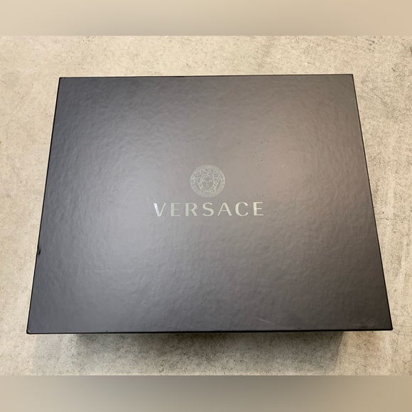 Versace Medusa AEVITAS PLATFORM PUMPS Satin Black Chunky Block Heel - Picture 9 of 9